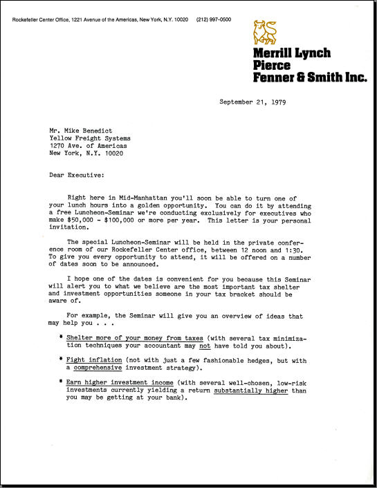 Gary Bencivenga - Merrill Lynch Long Copy AD